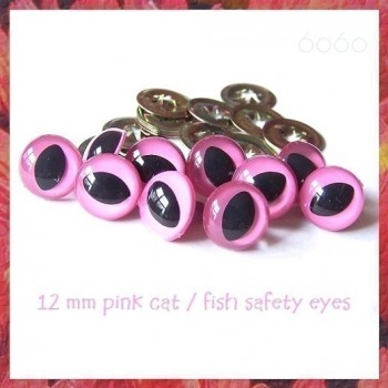 5 PAIRS 12mm Pink Plastic Cat eyes, Safety eyes, Animal Eyes, Round eyes